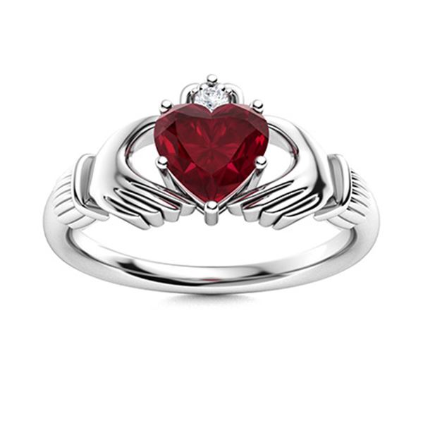 Natural 0.62 CTW Ruby & Diamond Engagement Ring 18K White Gold