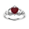 Image 1 : Natural 0.62 CTW Ruby & Diamond Engagement Ring 18K White Gold
