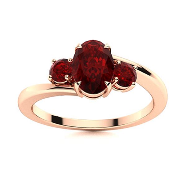 Natural 1.20 CTW Garnet Solitaire Ring 18K Rose Gold