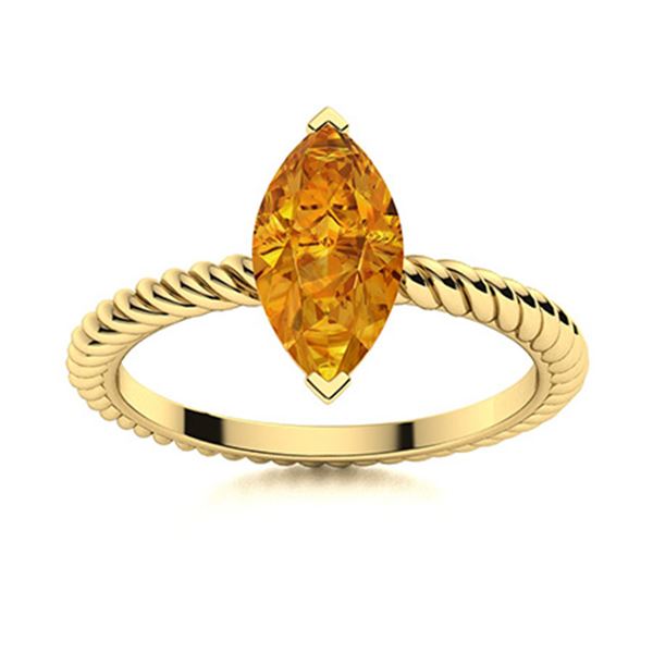 Natural 0.16 CTW Citrine Solitaire Ring 18K Yellow Gold