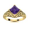 Image 1 : Natural 0.71 CTW Amethyst Solitaire Ring 14K Yellow Gold