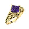 Image 2 : Natural 0.71 CTW Amethyst Solitaire Ring 14K Yellow Gold