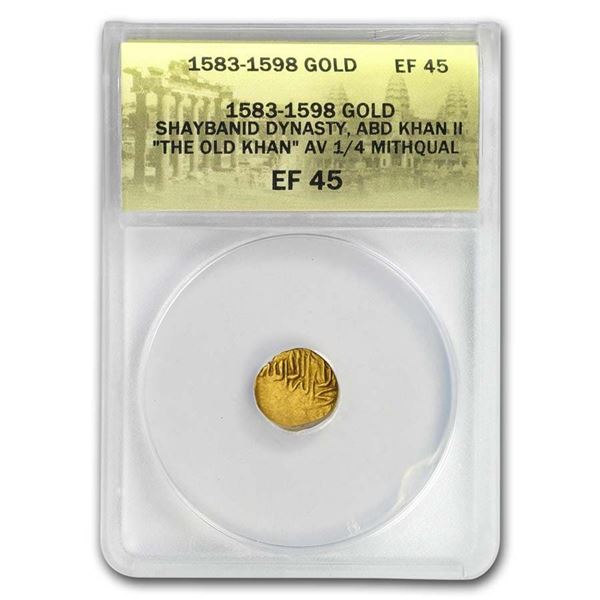Khanate of Bukhara Gold 1/4 Mithqual (1583-1598 AD) XF-45 ANACS