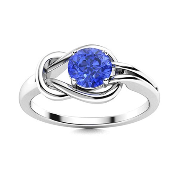 Natural 1.31 CTW Ceylon Sapphire Solitaire Ring 14K White Gold