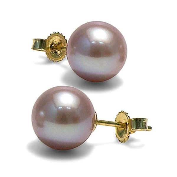 Lavender Freshwater Pearl Earrings, 9.5-10.0mm