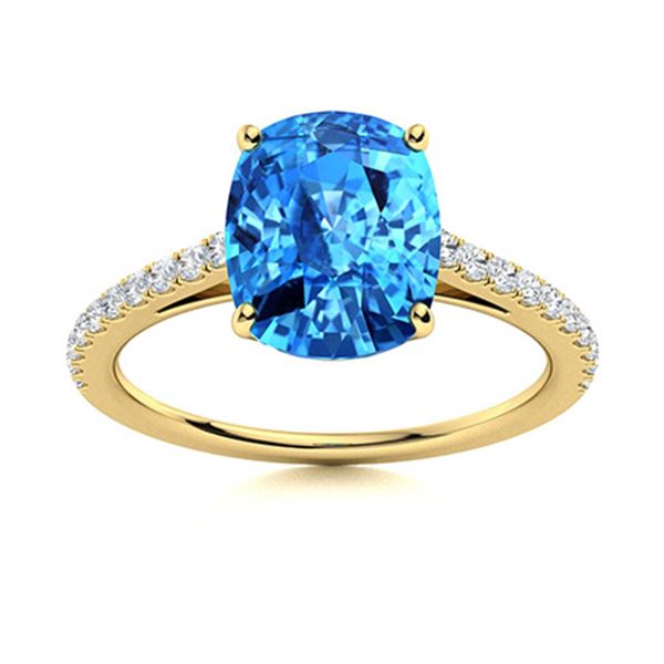 Natural 3.49 CTW Topaz & Diamond Engagement Ring 18K Yellow Gold