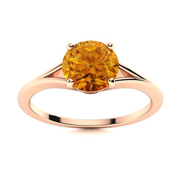 Natural 0.71 CTW Citrine Solitaire Ring 14K Rose Gold