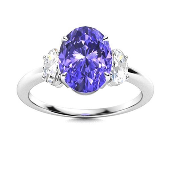 Natural 2.62 CTW Tanzanite & Diamond Engagement Ring 14K White Gold