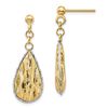 Image 1 : 14k Yellow Gold & White Rhodium Teardrop Dangle Post Earrings
