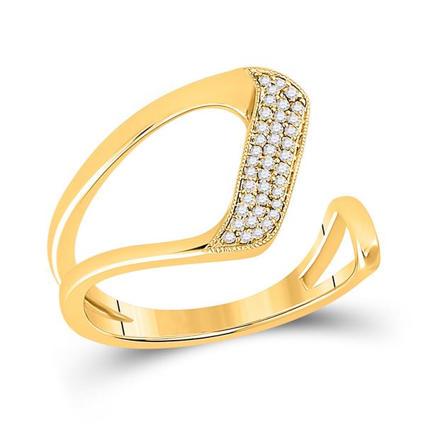 14kt White Gold Womens Round Diamond Geometric Fashion Ring 1/6 Cttw