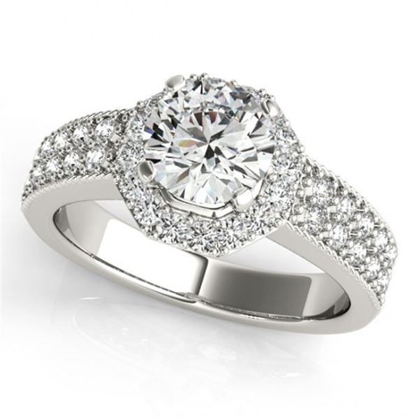 Natural 1.4 ctw Diamond Solitaire Halo Ring 14k White Gold