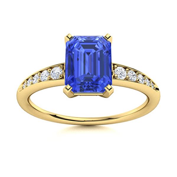 Natural 0.84 CTW Ceylon Sapphire & Diamond Engagement Ring 14K Yellow Gold