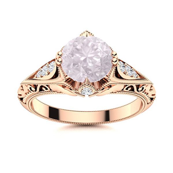 Natural 0.83 CTW Rose Quartz & Diamond Engagement Ring 14K Rose Gold