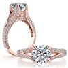 Image 1 : Natural 3.12 CTW Round Cut Split Shank Pave Diamond Ring 14KT Rose Gold