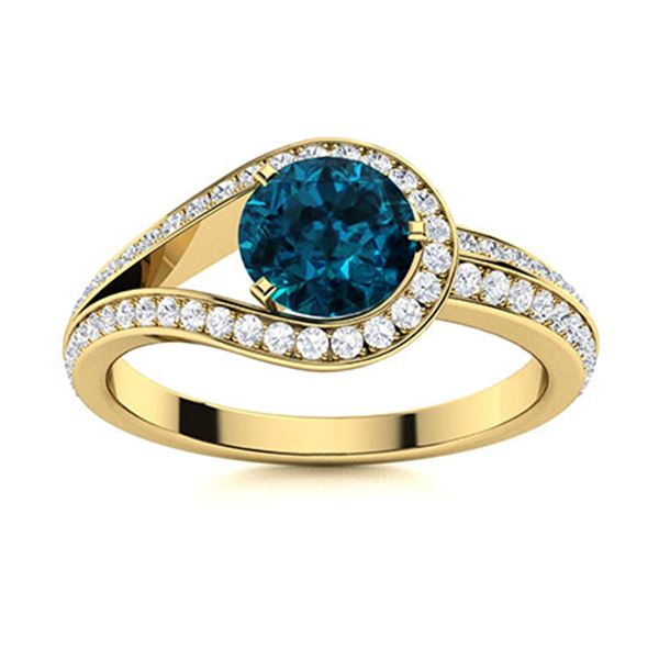 Natural 1.01 CTW Topaz & Diamond Engagement Ring 14K Yellow Gold