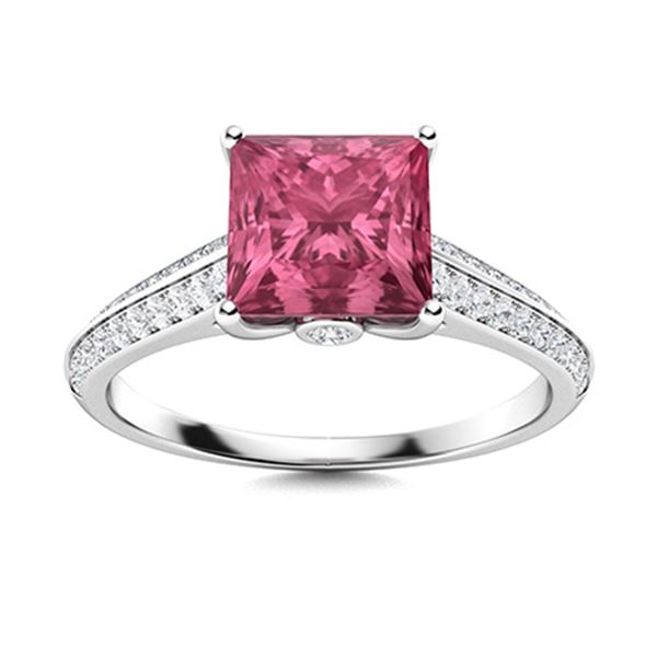 Natural 1.04 CTW Tourmaline & Diamond Engagement Ring 18K White Gold