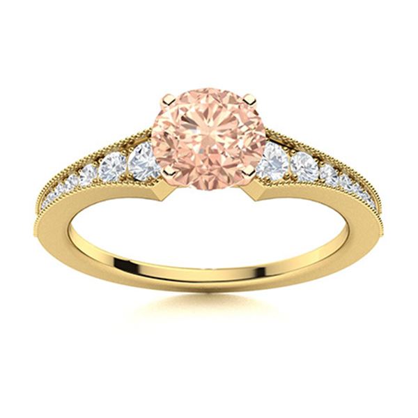 Natural 1.66 CTW Morganite & Diamond Engagement Ring 18K Yellow Gold
