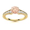 Image 1 : Natural 1.66 CTW Morganite & Diamond Engagement Ring 18K Yellow Gold
