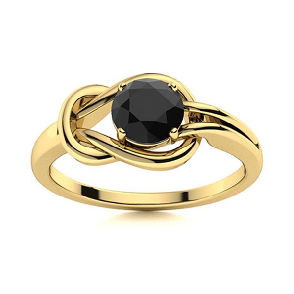 Natural 0.61 CTW Black Diamond Solitaire Ring 14K Yellow Gold