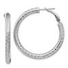 Image 1 : 14k White Gold Diamond-cut Omega Back Hoop Earrings - 4x30 mm