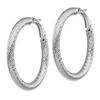 Image 2 : 14k White Gold Diamond-cut Omega Back Hoop Earrings - 4x30 mm