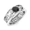 Image 2 : Natural 0.47 CTW Onyx & Diamond Engagement Ring 14K White Gold