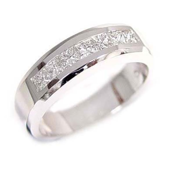 Natural 0.87 CTW Men's Diamond Ring 14KT White Gold