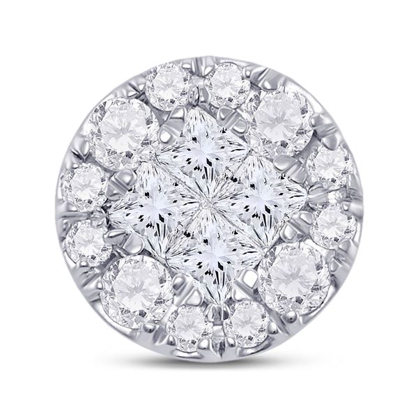 14kt White Gold Womens Princess Diamond Fashion Cluster Pendant 1/2 Cttw