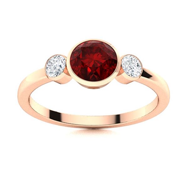Natural 0.82 CTW Garnet & Diamond Engagement Ring 18K Rose Gold