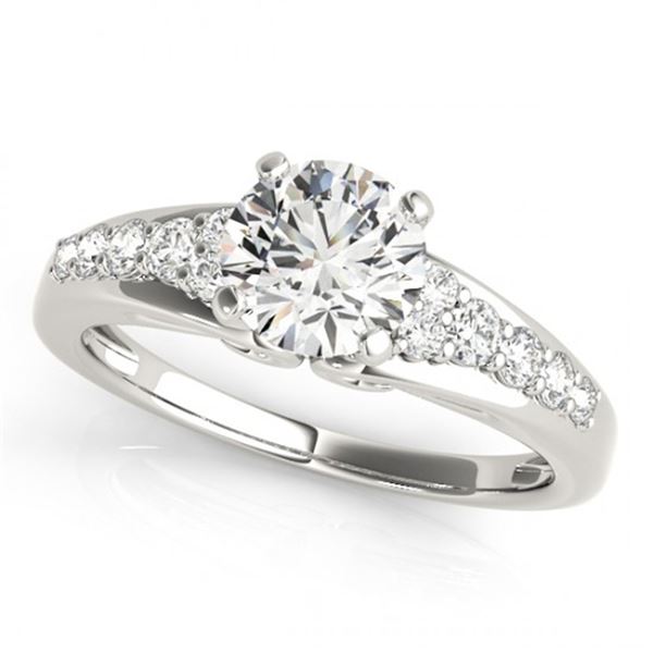 Natural 0.9 ctw Diamond Solitaire Ring 14k White Gold