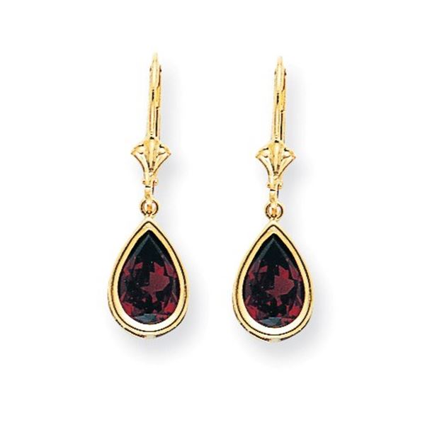 14k 10x7 mm Pear Garnet Leverback Earrings
