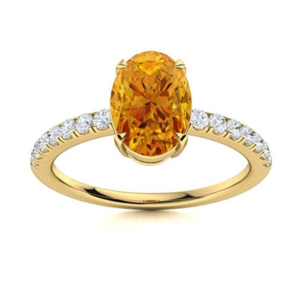 Natural 2.38 CTW Citrine & Diamond Engagement Ring 18K Yellow Gold