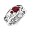 Image 2 : Natural 0.64 CTW Ruby & Diamond Engagement Ring 14K White Gold
