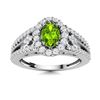 Image 1 : Natural 0.86 CTW Peridot & Diamond Engagement Ring 18K White Gold