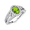 Image 2 : Natural 0.86 CTW Peridot & Diamond Engagement Ring 18K White Gold