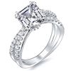 Image 1 : Natural 2.67 CTW Asscher Cut Cross Over Diamond Engagement Ring 14KT White Gold