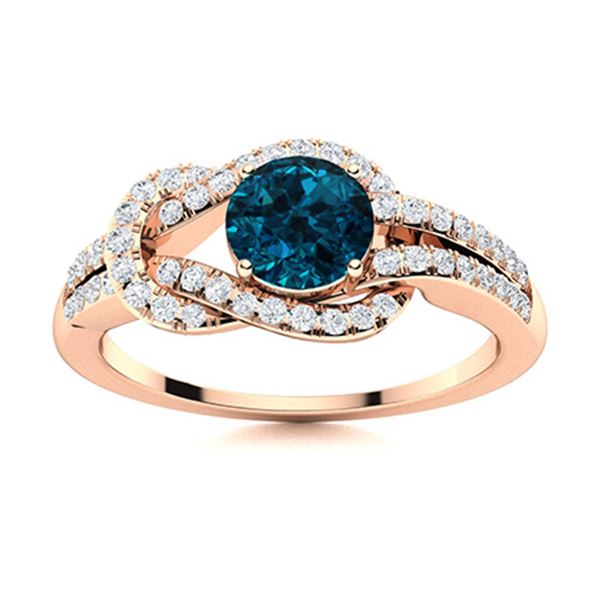 Natural 0.89 CTW Topaz & Diamond Engagement Ring 14K Rose Gold