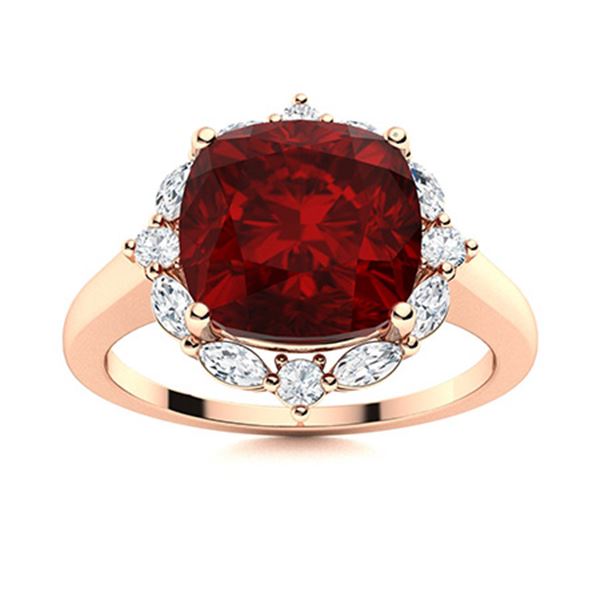 Natural 3.44 CTW Garnet & Diamond Engagement Ring 14K Rose Gold