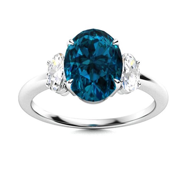 Natural 4.53 CTW Topaz & Diamond Engagement Ring 14K White Gold