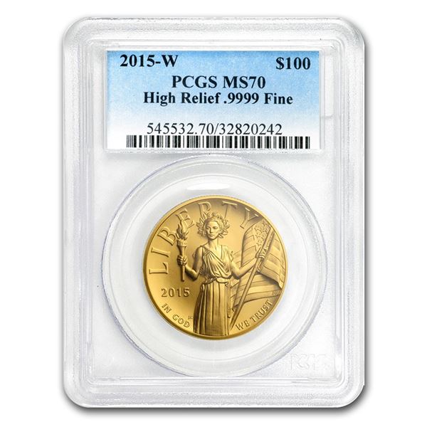2015-W High Relief American Liberty Gold MS-70 PCGS