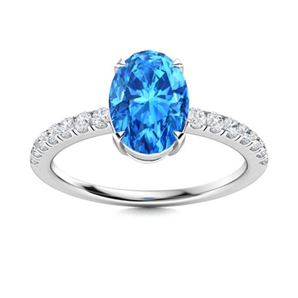 Natural 1.67 CTW Topaz & Diamond Engagement Ring 14K White Gold