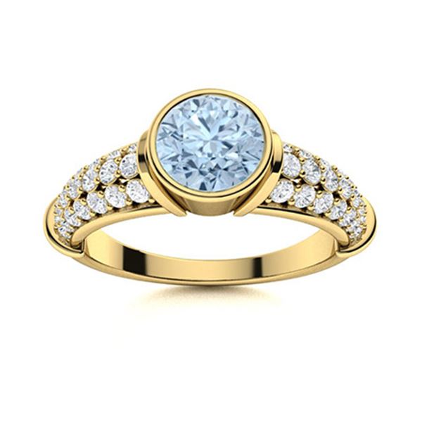 Natural 1.16 CTW Aquamarine & Diamond Engagement Ring 14K Yellow Gold
