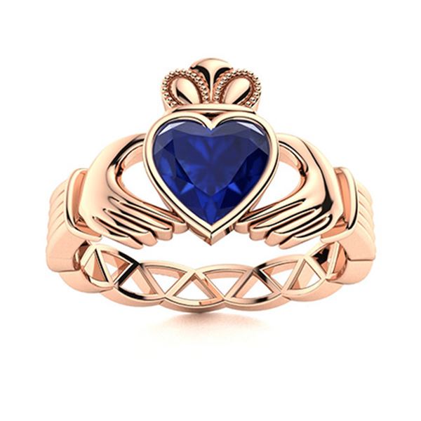 Natural 0.64 CTW Sapphire Solitaire Ring 18K Rose Gold