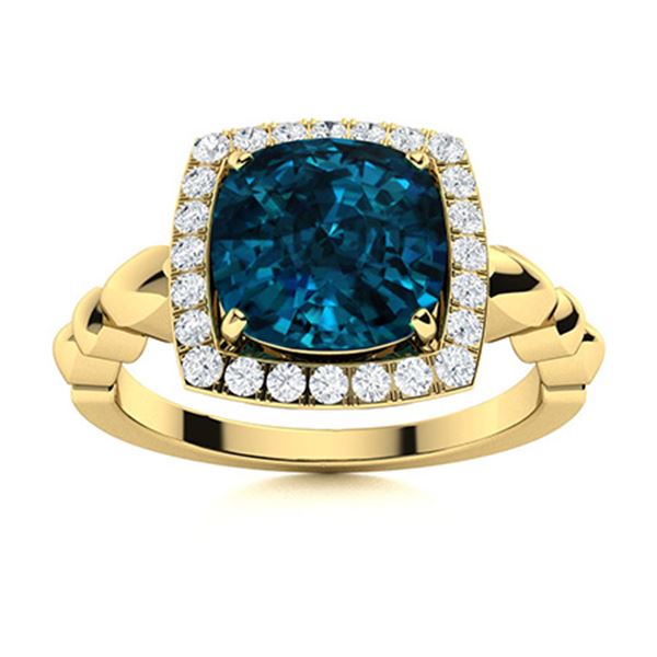 Natural 2.64 CTW Topaz & Diamond Engagement Ring 18K Yellow Gold