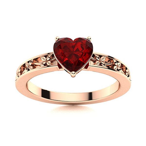 Natural 0.54 CTW Garnet Solitaire Ring 14K Rose Gold
