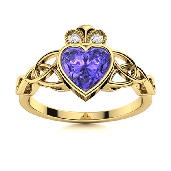 Natural 1.57 CTW Tanzanite & Diamond Engagement Ring 14K Yellow Gold