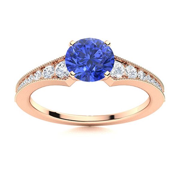 Natural 1.86 CTW Ceylon Sapphire & Diamond Engagement Ring 18K Rose Gold