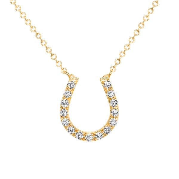 Natural 0.22 CTW Horse Shoe Diamond Pendant Necklace 18KT Yellow Gold