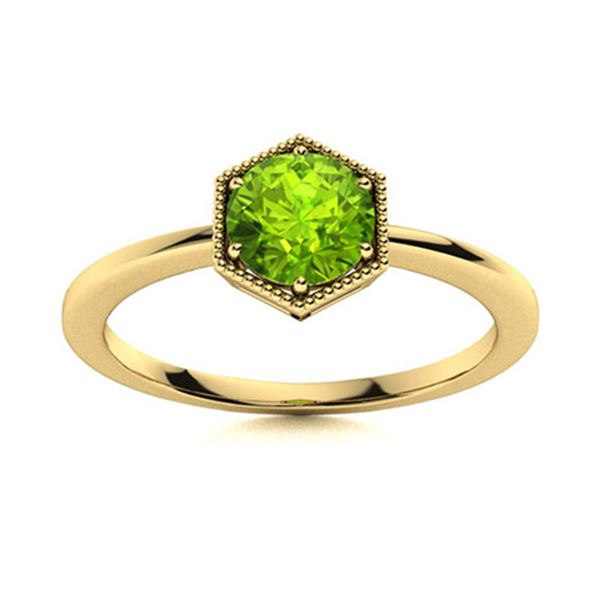 Natural 0.61 CTW Peridot Solitaire Ring 14K Yellow Gold
