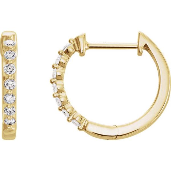 Natural 0.22 CTW Diamond Huggie Hoop Earrings 18KT Yellow Gold